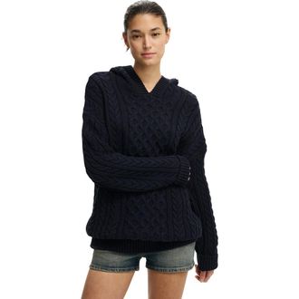 Cotton On Womens Oversized Cable Hoody in Total Eclipse at Nordstrom, Size Xx-Small