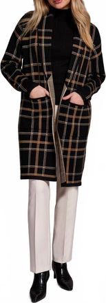 Tribal Long Sleeve Coatigan With Pockets In Black
