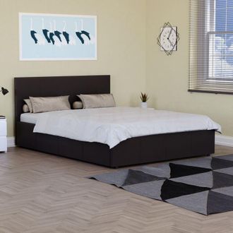 Home Discount Home Discount - Lisbon 4ft6 Double Faux Leather Ottoman Bed Frame, Brown, 190 x 135 cm