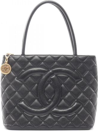 Chanel Black Grained Calfskin Handbag Tote Bag (Pre-Owned)