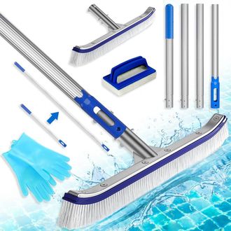 OEM Cepillo De Limpieza Para Piscinas De 43 Cm Con Barra De Aluminio De Longitud Ajustable Y Respaldo Reforzado De Acero Inoxidable, Cepillo Para Piscinas