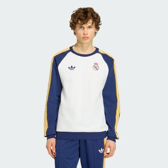 adidas adidas Performance Mens Real Madrid Originals Crew Sweatshirt - White/Blue - Size X-Large