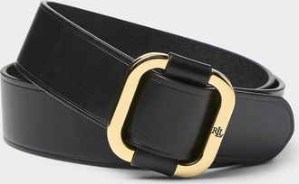 Lauren Ralph Lauren Womens Square metallic buckle wide leather belt