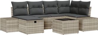 vidaXL Vidaxl - Garden Sofa Set 7 pcs Light grey 55 x 62 x 69 cm Poly rattan