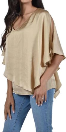 Frank Lyman Design V-Neck Tie Sleeve Top In Gold