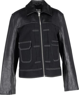 Maison Margiela Pre-owned Womens Zipped Denim Jacket in Black Leather Cowhide - Size EU 52 (Womens)