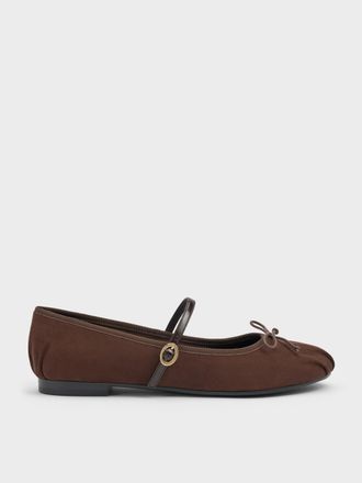 Charles & Keith Emiko Faux Suede Bow Mary Jane Flats