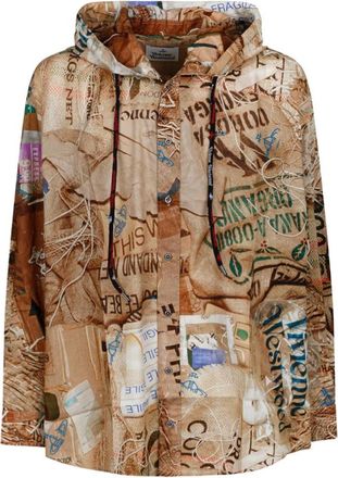Vivienne Westwood Jassen, Heren, Veelkleurig, M, Rib Hoodie Shirt met 2004 Print