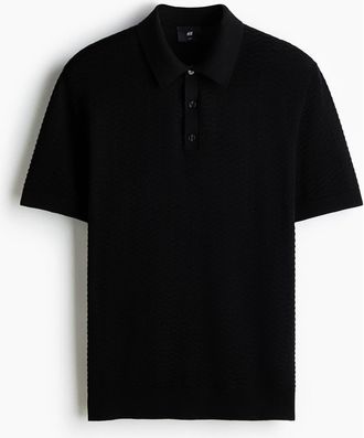 H&M Slim Fit Polo Shirt in Black at Nordstrom, Size Xx-Large
