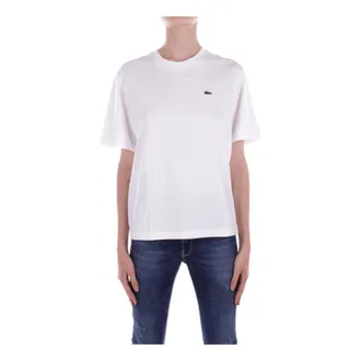 Lacoste T-Shirts, female, White, Size: 2XS White Logo Front T-shirt