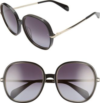 Rag & Bone 59mm Gradient Round Sunglasses in Black at Nordstrom Rack