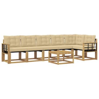 vidaXL Conjunto De Sof&aacute;s De Exterior Con Coj&iacute;n 7 Pcs Y Beige Vidaxl