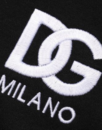 Dolce & Gabbana Black Cotton DG Logo Embroidery Top Mens T-shirt