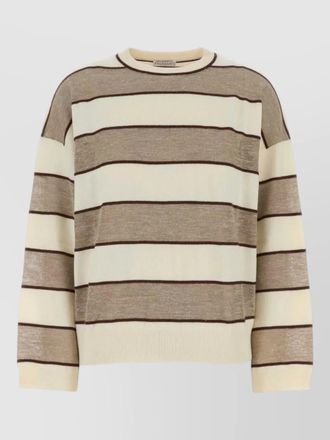 Brunello Cucinelli embroidered wool blend oversized striped sweater