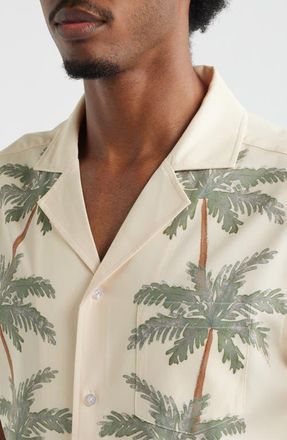 MAVRANS Palm Row Weekend Camp Shirt in Light Green at Nordstrom, Size Xx-Large