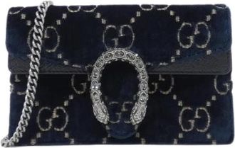 Gucci Pre-owned Dionysus GG Velvet Shoulder Bag - Dames - Vintage Mini Tas - Blauw - ONE Size - Vintage