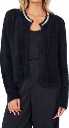 Bishop + Young Sofia Cardigan With Rhinestone Collar In Black
