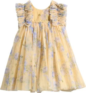Next Kids Floral Mesh Dress in Yellow at Nordstrom, Size 6-7