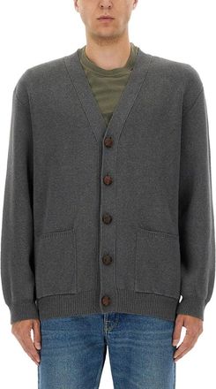 Golden Goose V-Neck Reversed Logo Cotton Cardigan