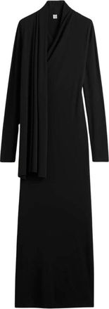 Toteme Gedrapeerde Jersey Jurk - Dames - Maxi kleedjes - Zwart - S - Kleedjes