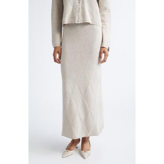 Max Mara Diamond Stitch Cashmere Midi Sweater Skirt in Beige at Nordstrom, Size X-Small