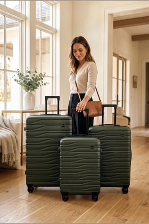 Infinity Leather Hardshell Groene 8-wiel Bagagekoffer Tas Koffer - Vespera
