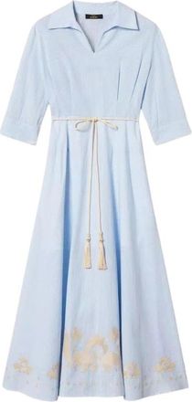 Twinset Actitude Gestreept Jurkje - Dames - Casual kleedjes - Blauw - L - Katoen - Kleedjes