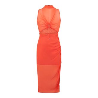 Patrizia Pepe Dames, Jurken, Oranje, Maat: XS Viscose