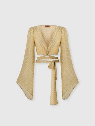 Missoni Wrap Top In Lam&eacute; Viscose With Raschel Workmanship in Gold at Nordstrom, Size 38 It