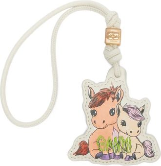 Ganni horse-print keyring - White