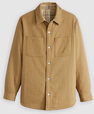 Levi's Mens Bryant Snap Button Solid Patterned Overshirt - Ermine - Size: Regular/36