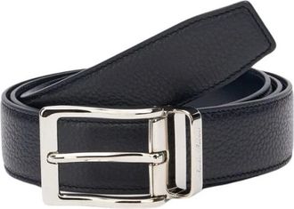 Brooks Brothers Marineblauwe generfde leren riem - unisex - Riemen - Blauw - ONE Size - Leer - Accessoires