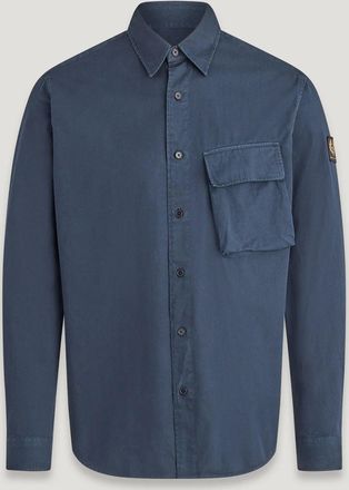 Belstaff Scale Shirt Mens Garment Dye Cotton Dark Ink Size 2XL