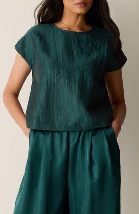 Eileen Fisher Round Neck Square Top in Kelp at Nordstrom, Size Xx-Small