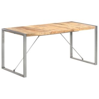 Berkfield Home Dining Table 160x80x75 cm Solid Rough Mango Wood in Brown | Size: 160 x 80 x 75 cm