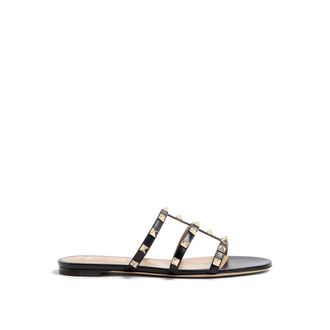 Valentino Garavani Black Calfskin Strap-On Womens Sandals
