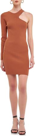 endless rose Cutout One Shoulder Minidress in Tan at Nordstrom, Size Large