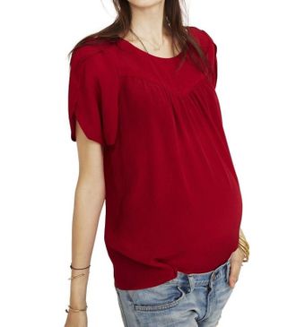 Hatch Tulip Maternity Blouse In Scarlet/red