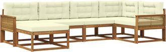 vidaXL Conjunto De Sof&aacute;s De Exterior 6 Uds. Natural Y Crema Vidaxl