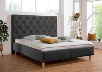 HOME AFFAIRE Polsterbett »Sunley 140« Kreuzsteppung, Kopfteilhöhe 142 cm, ohne oder mit Matratze/Lattenrost