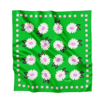 Centinelle White Flower Silk Medium Square Scarf in Green at Nordstrom