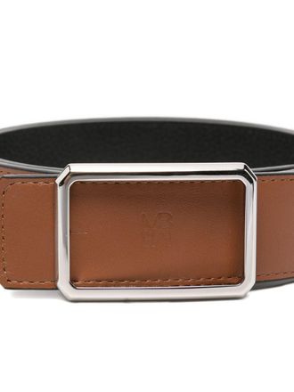 Maison Boinet Leather Rectangular Buckle Belt - Brown