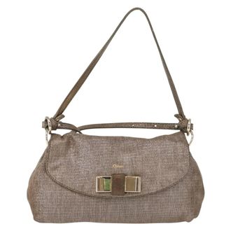 Chlo&eacute; Lily Canvas Silver Canvas Handbag (Pre-Owned)