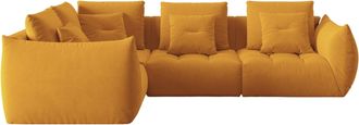 MICADONI 5-Sitzer Design Ecksofa Bloom mit Eckteil links - Samtbezug
