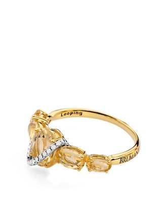 Brumani 18kt geel- en witgouden Looping ring met diamant en citrien