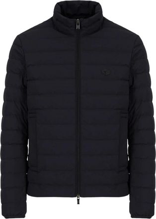 Emporio Armani Paddedylon High Neck Black Puffer Jacket - Heren - Gewatteerde jassen - Zwart - S - Nylon - Jassen