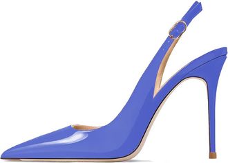 Generic Womens Patent Leather Slingback Stiletto Heels Pointed Toe Adjustable Buckle Strap High Heel Dress Shoes Classic Elegant Pumps for Formal Dinner & Wed