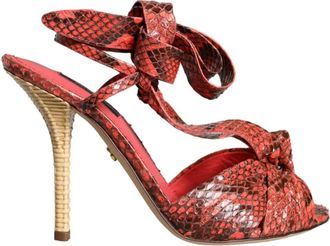 Dolce & Gabbana Exotische Koraal Leren Hoge Hak Sandalen - Dames - Sandalen met hakken - Rood - 37 EU - Leer - Schoenen