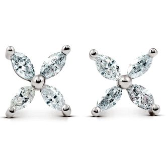 Pompeii3 5/8ct Diamond Eight-Stone Marquise Studs 14K White Gold Womens Earrings