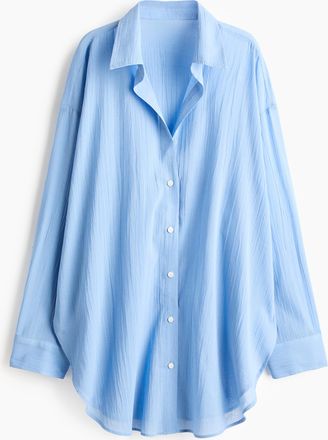 H&M Longbluse aus Baumwolle - Blau
